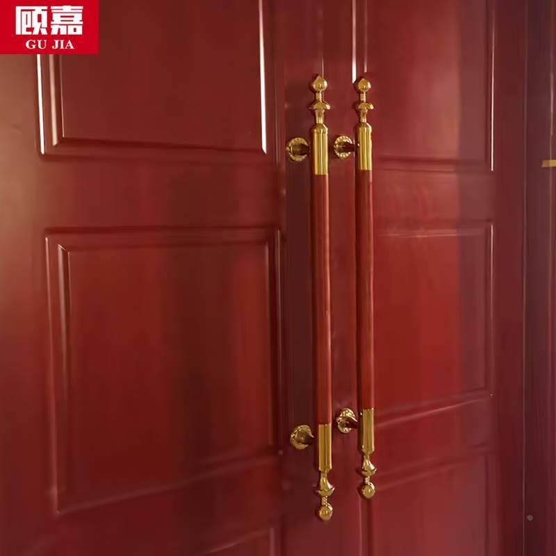 玻璃门拉手实木欧式仿古花梨木 酒店别墅大门桃木拉手门把手