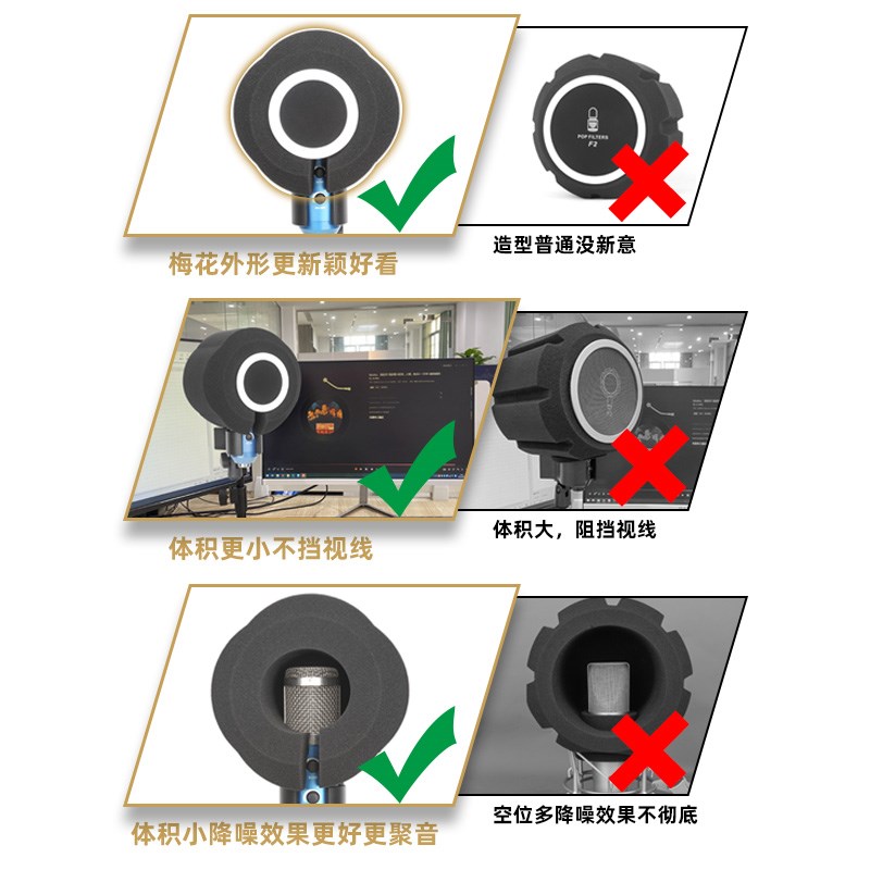 麦克风隔音降噪海绵套室内去房混防喷罩防风全包围电容话筒吸音罩