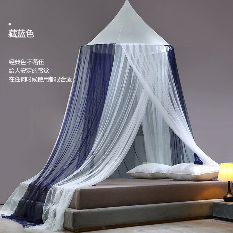 免安装吊顶式蚊帐家用公主风可拆洗吊挂式落地式床幔加密圆顶纹账