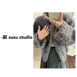 SU 常规短款女毛呢外套大衣秋季拼接秋冬宽松 I0017