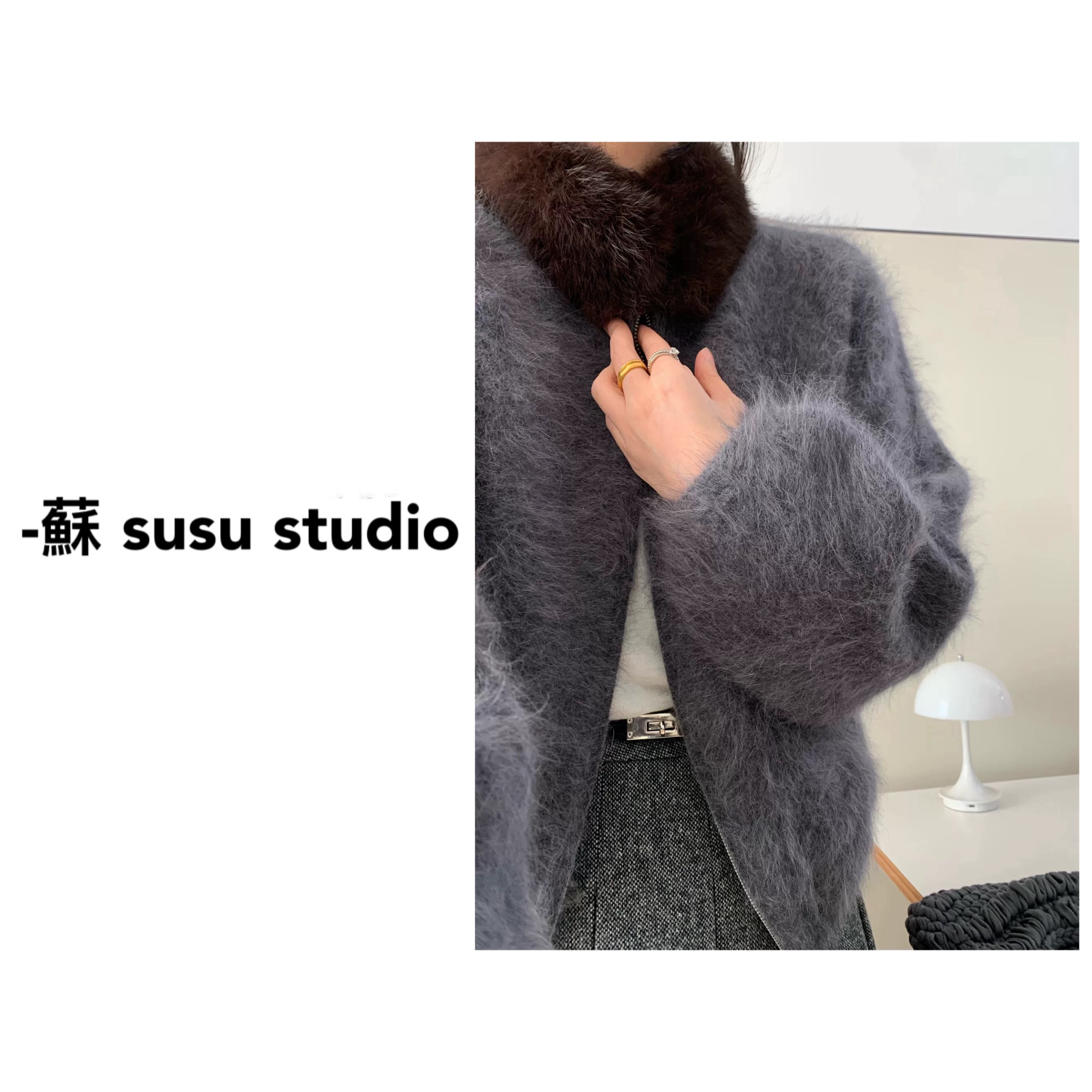 SU时髦秋冬设计感可拆卸毛领拉链拉绒短款外套I0016