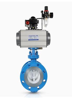 AWAT气动硬密封三偏心法兰蝶阀D643H-16C双作用单作用耐高温