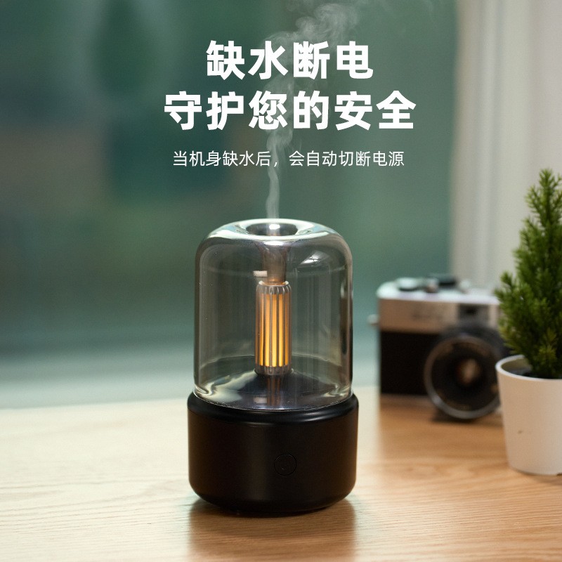 浪漫复古典烛光USB香薰机卧室办公室氛围灯喷雾伴睡小夜灯加湿器