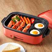 多功能料理锅小型两件式 新品 新ACA 烤盘网红锅家用电烤锅火锅烧烤