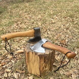 迷你把玩小斧子55钢手工锻打镜面户外露营斧子新款斧头青冈木手柄