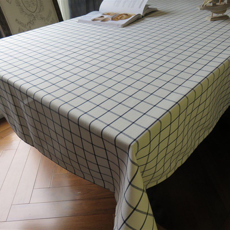 美式简约乡村田园加厚蓝色格子餐桌布台布茶几布方桌圆桌布艺