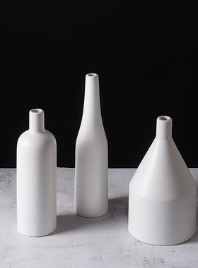 简约北欧白色电镀金色陶瓷花瓶家居客厅摆件花器工艺