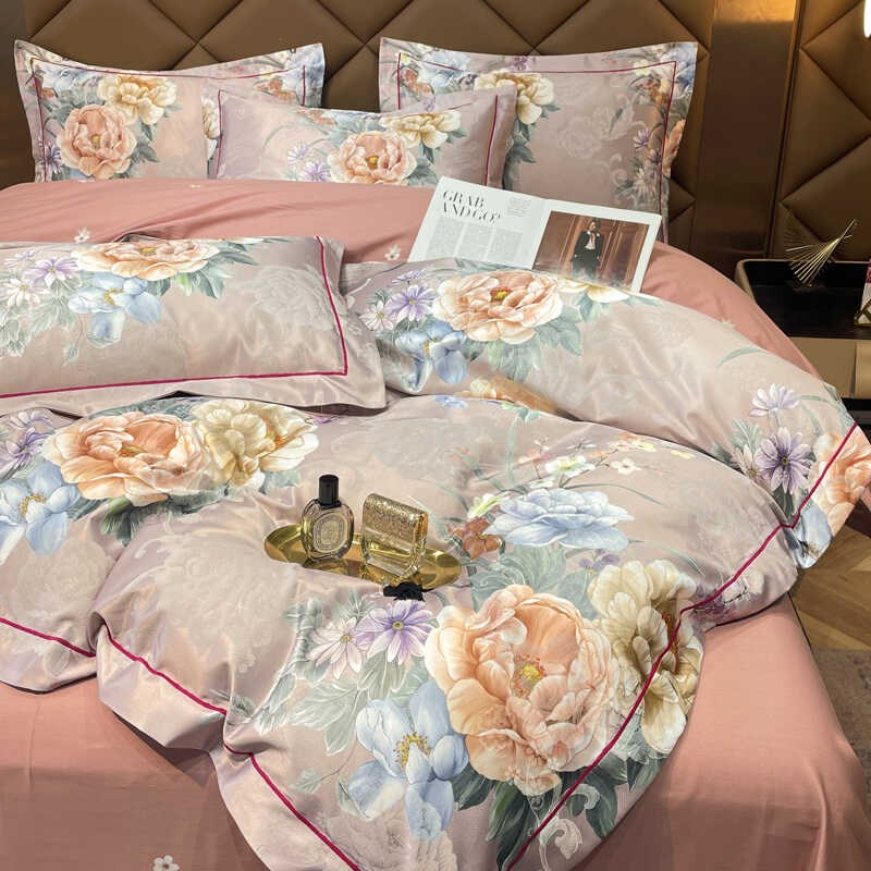 欧式贡缎提花全棉四件套4件套床上用品婚庆结婚床品被套