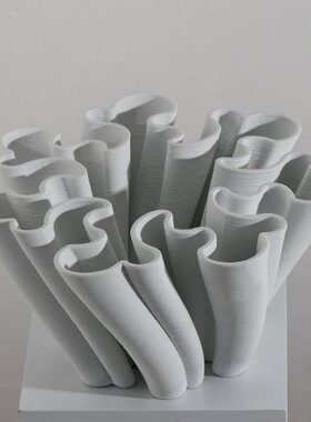 白色3D陶瓷花瓶2022新款轻奢高级摆件客厅插花装饰品创意家居花器