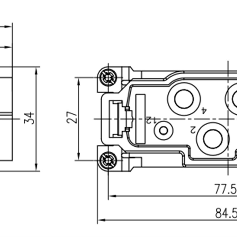 矩形重载连接器 4芯公母对插针 航空插头插座L K-004/0-M/F