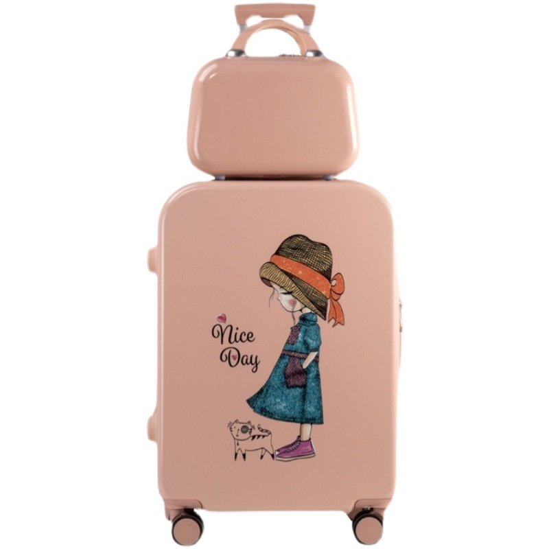 卡通玉桂狗行李箱万向轮拉s杆印花密码皮箱男女24学生旅行箱子母