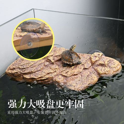 养乌龟专用高水位晒背爬台深水龟缸吸F盘造景石头浮岛爬梯休息平