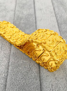 沙金首饰龙纹手链保色金男女仿金黄I铜镀真金情侣扣镀金手链