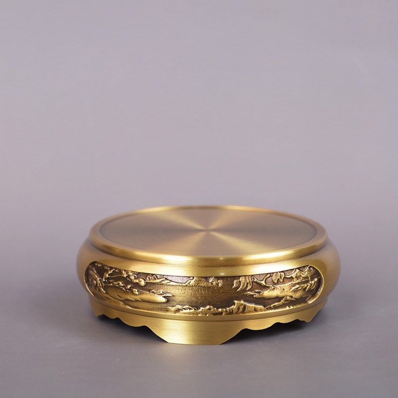 宏达 全黄铜f浮雕铜底座 玄关葫芦底托香炉底座铜器礼品摆件,特色手工艺,其他特色工艺品,淘宝优惠券,粉丝福利购,淘宝优惠卷