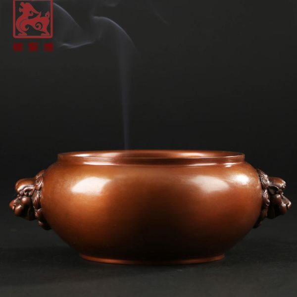 铜聚德 紫铜大明宣德炉 檀香炉仿古供佛盘室内家用茶道摆件香薰炉