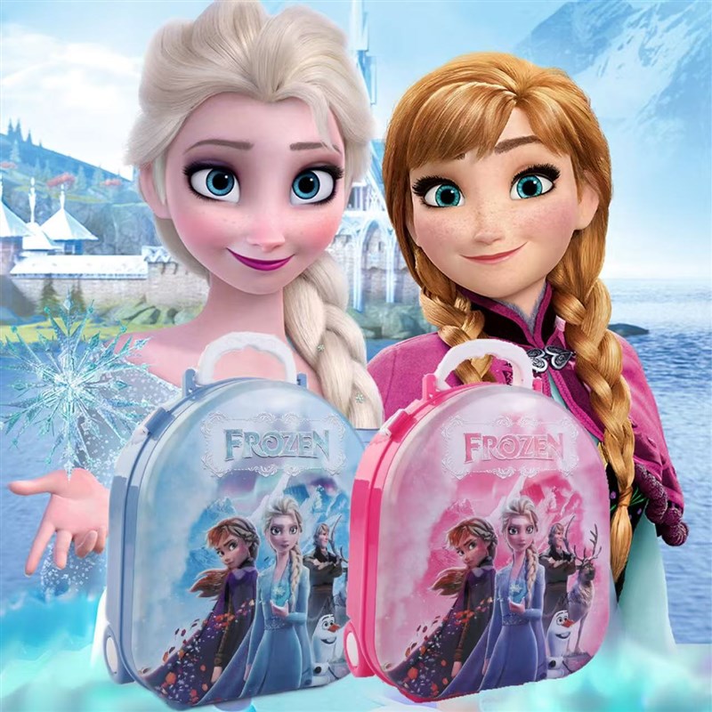 艾莎冰雪奇缘仿真化妆台行李箱玩具梳妆拉杆箱女孩过家家3-6岁