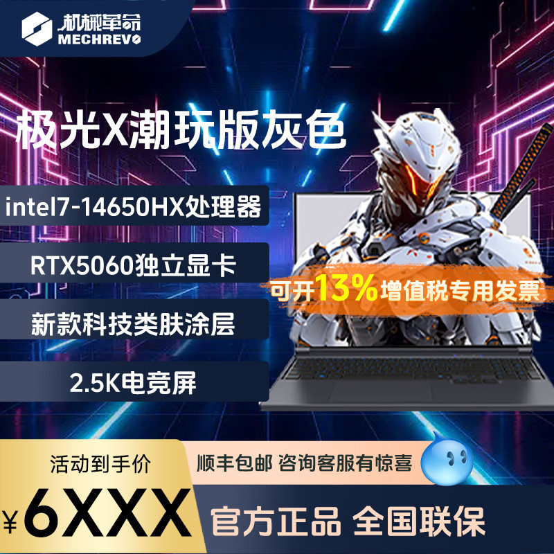 机械革命极光X潮玩版 300Hz高刷灰色14代i7HX RTX5060游戏本电脑