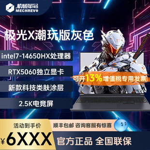 机械革命极光X潮玩版 RTX5060游戏本电脑 300Hz高刷灰色14代i7HX