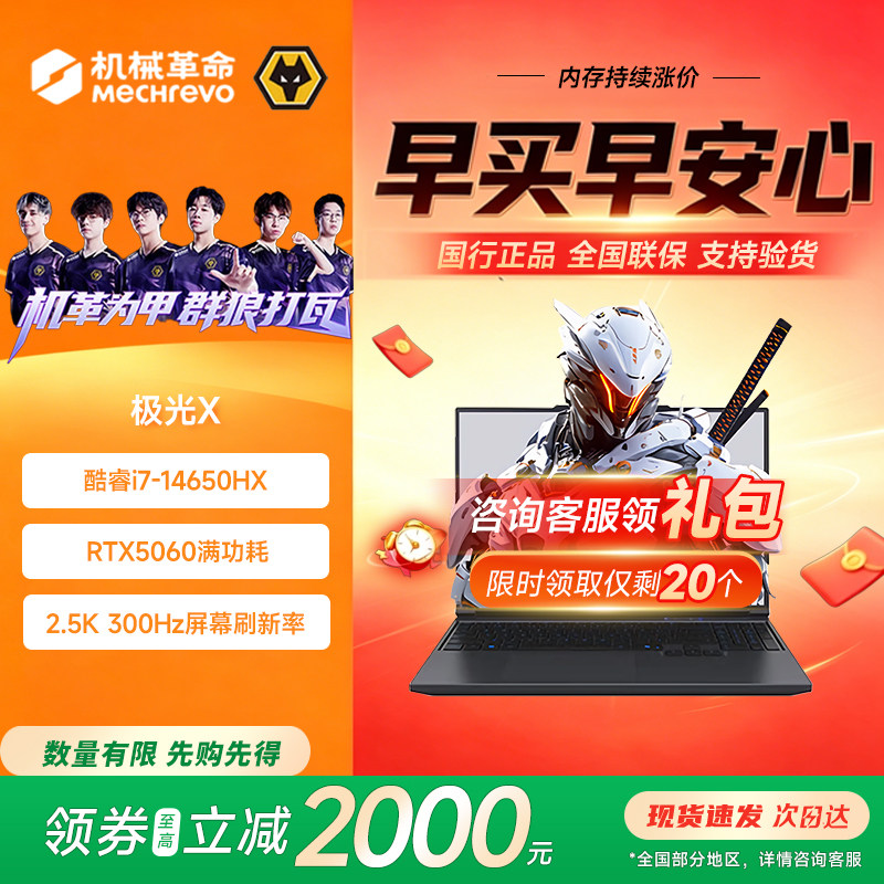 机械革命极光X潮玩版 300Hz高刷灰色14代i7HX RTX5060游戏本电脑