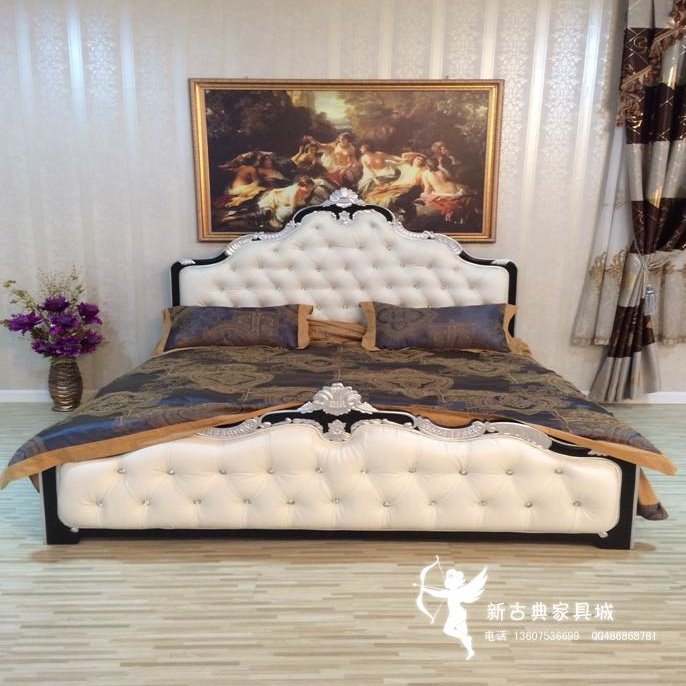 新古典家具 法式别墅床新婚床欧式床 实木质雕花双人床落地床现货