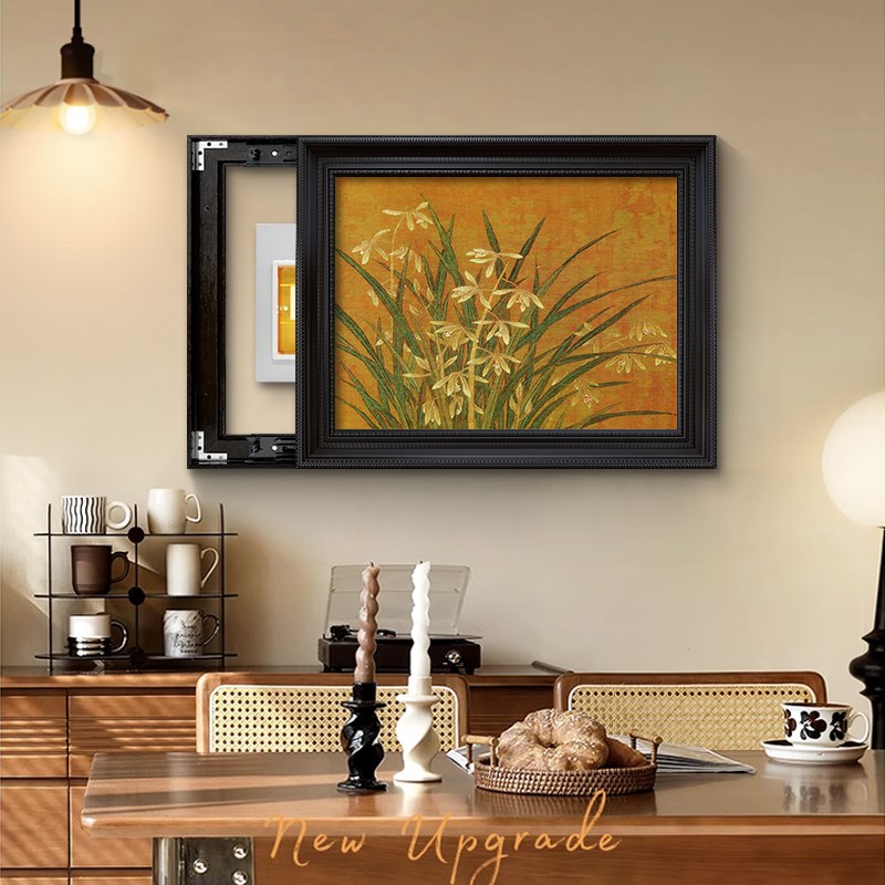 中古风电表箱装饰画竹子挂画2025新款免打孔遮挡配电箱盒餐厅壁画