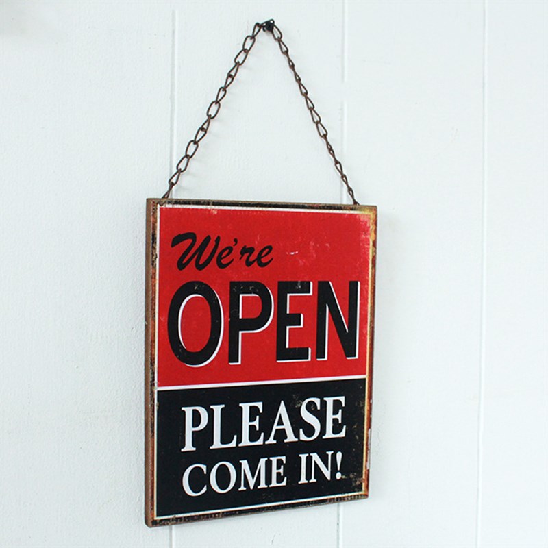 美式乡村咖啡厅服装店酒吧挂牌店铺营业时间创意双面欢迎OPEN门牌