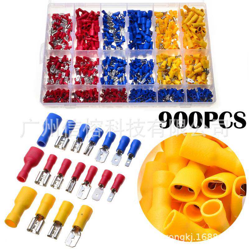 900pcs冷压端子盒装冷压接线端子套装绝缘端子