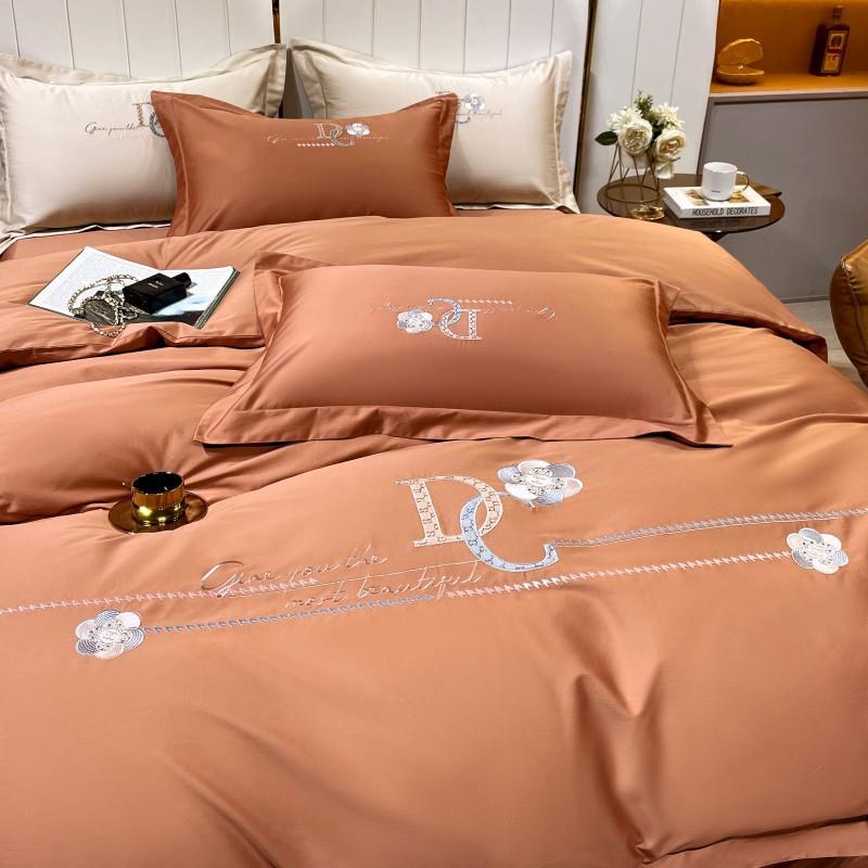 高端田园风100支全棉长绒棉四件套穿棉刺绣被套床单款床上用品