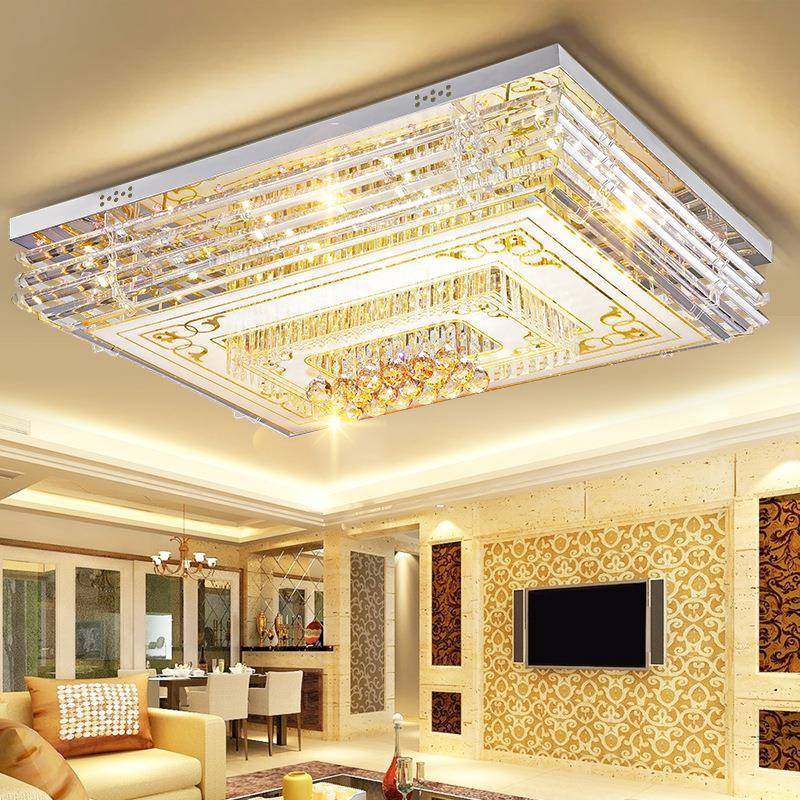 大厅灯具吸顶灯客厅灯大灯长方形简约现代卧室水晶灯大气高档家用