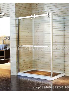 304不锈钢L型8mm钢化玻璃澳洲认证简易淋浴房大吊轮卫生间趟门