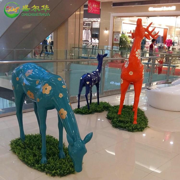 玻璃钢动物雕塑彩绘仿真鹿户外广场小区儿童影楼游乐场装饰摆件