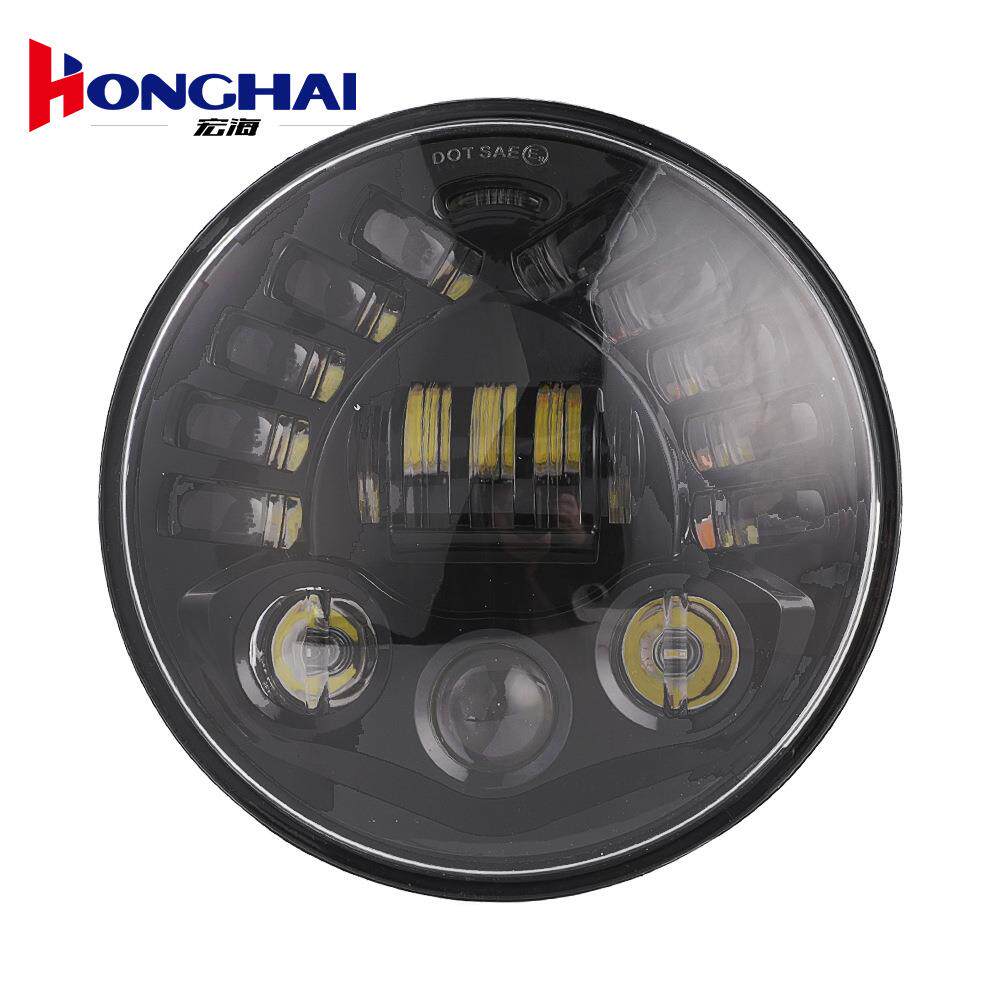新款7寸适用牧马人哈雷前大灯led前照灯改装车灯远近光透镜70w
