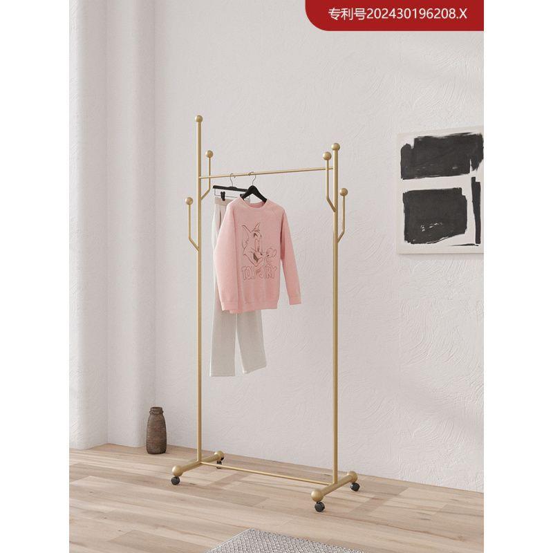 衣帽架落地卧室挂衣架可移动家用室内晾衣架脏衣篓隔夜衣服置物架