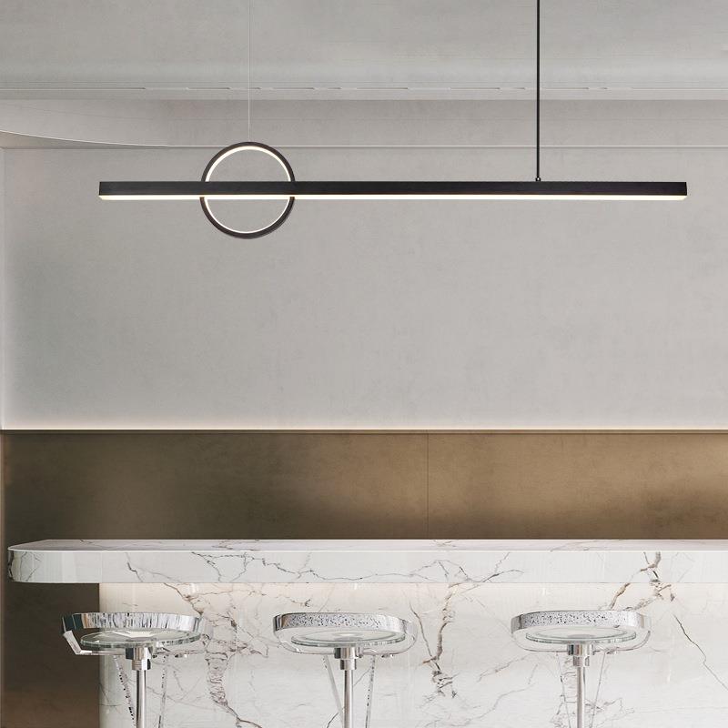 设计感餐厅长条吊灯全铜几何氛围吧台灯书房后现代极简办公室吊灯