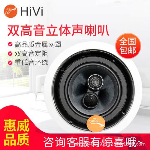 Hivi/惠威VR6-SC定阻同轴吸顶喇叭立体声天花喇叭吊顶音响音箱