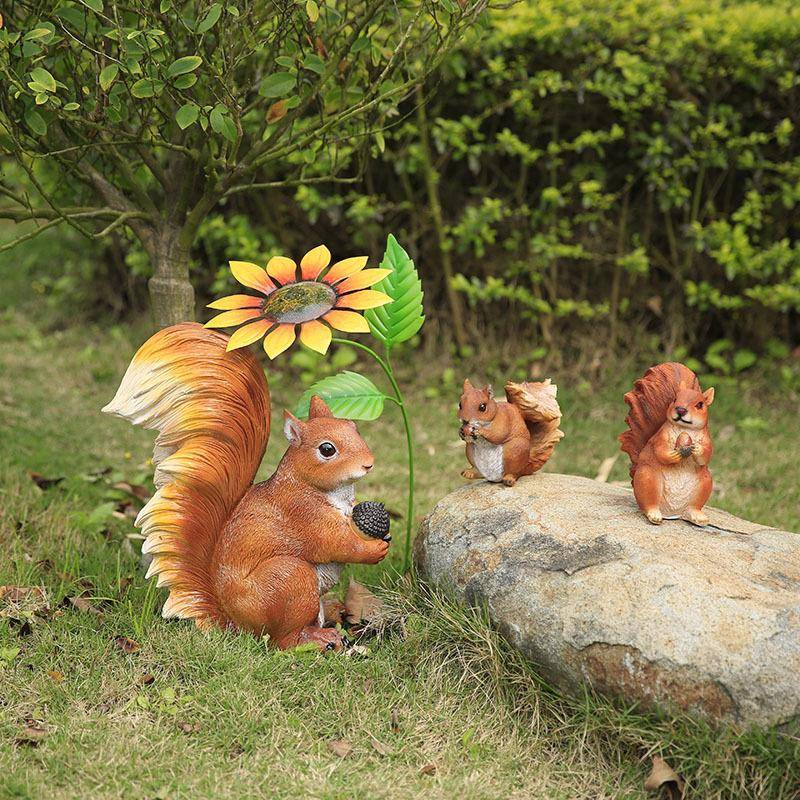 户外仿真松鼠玻璃钢桌面阳台庭院草坪花园植物角动物装饰树脂摆件