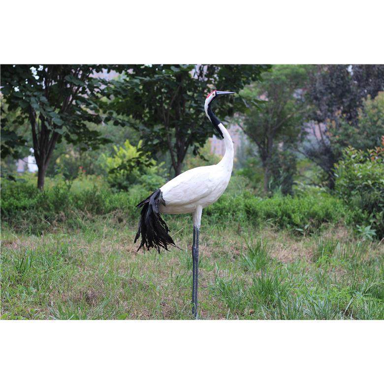 仿真丹顶鹤羽毛丹顶鹤模型园林假山装饰影视拍摄道具仙鹤道具