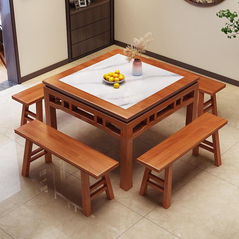 实木商用中式风格餐饮店火锅店湘菜馆饭店大厅民宿原木色桌椅组合