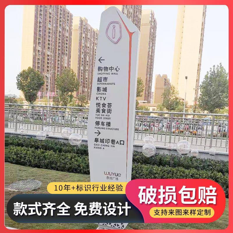 不锈钢导视牌标识牌精神堡垒广告牌户外停车场指示牌商场导向牌