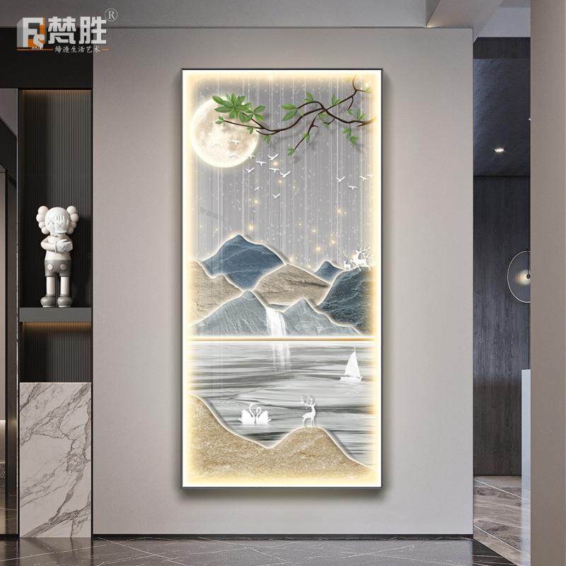 现代简约装饰画挂钟玄关装饰画钟表客厅走廊过道墙画挂钟网红钟