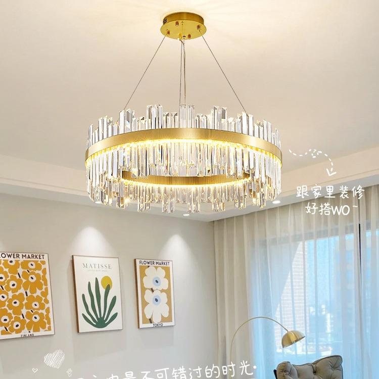 客厅水晶吊灯轻奢现代简约餐厅主卧室灯2025新款网红不锈钢灯具