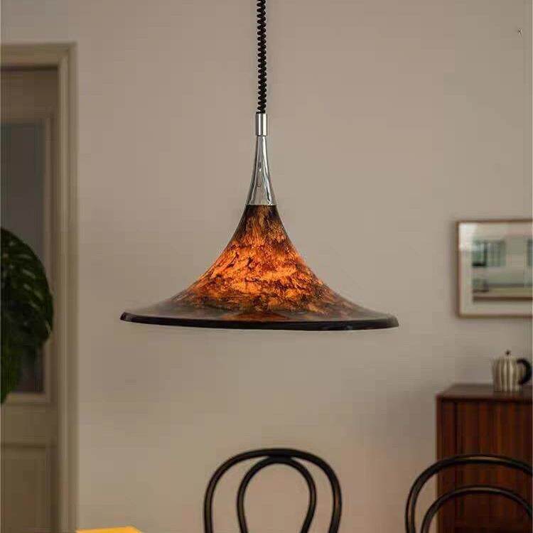 创意艺术中古餐厅吊灯升降复古彩绘客厅岛台书房主灯设计伸缩灯