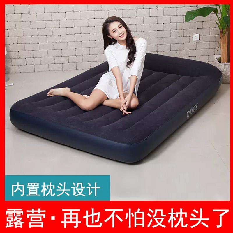 intex植绒充气床户外双人气垫床单人加高加厚内置枕头充气床垫