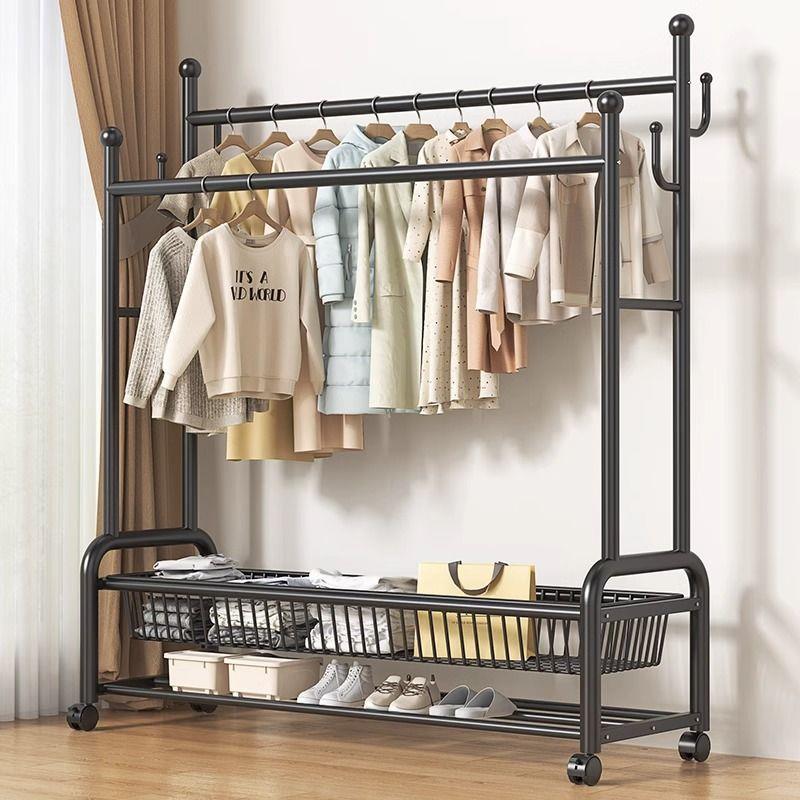 晾衣架落地室内家用卧室移动挂衣服架子宿舍衣帽架阳台凉晒衣服杆