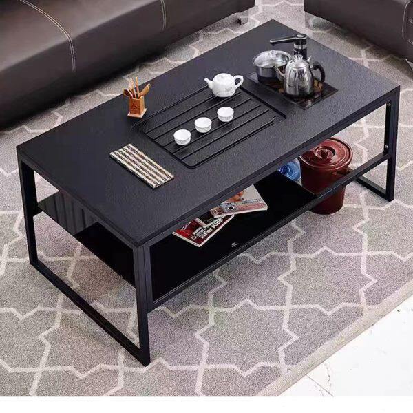 火烧石功夫茶几简约现代会客接待钢化玻璃泡茶台办公茶桌带电磁炉