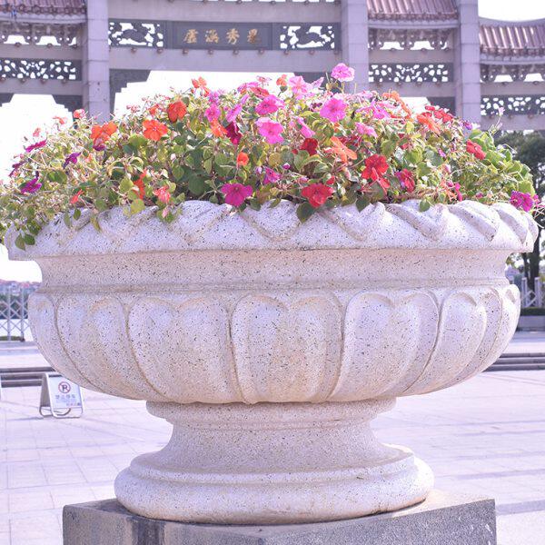 户外花钵欧式庭院特大号玻璃钢仿石花盆室外超大落地路边雕塑盆景