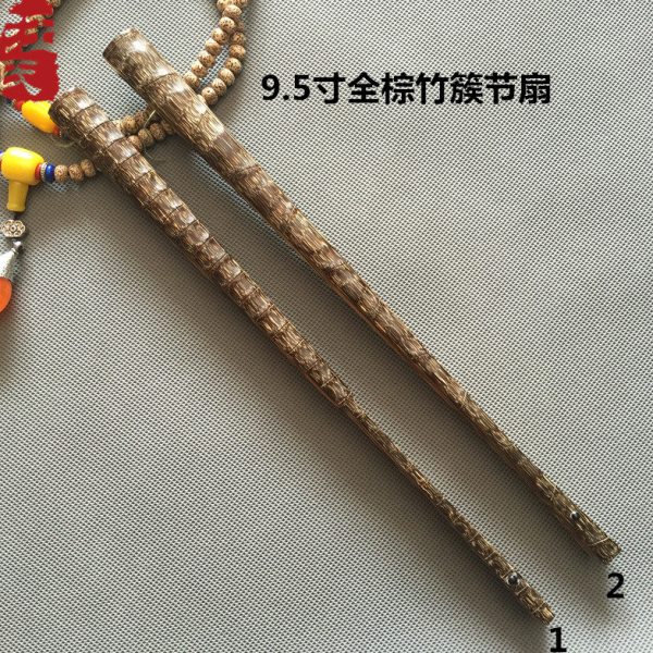 文玩折扇 定制收藏9寸9.5寸全棕竹簇节宣纸折扇 桃丝棕竹 苏工