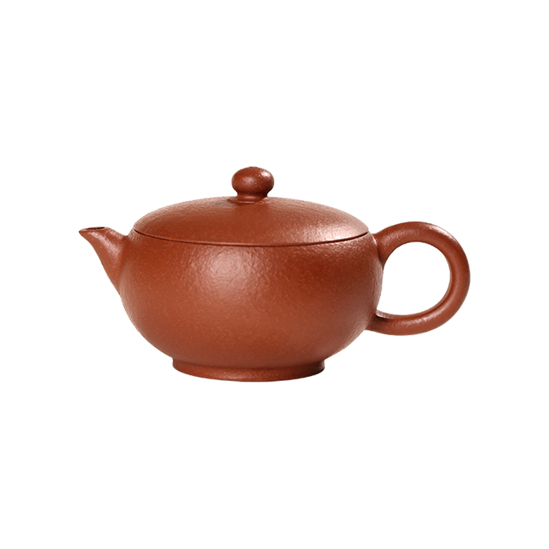 宜兴名家正宗紫砂壶 手工扁圆珠壶朱泥小泡茶壶功夫茶具套装100cc
