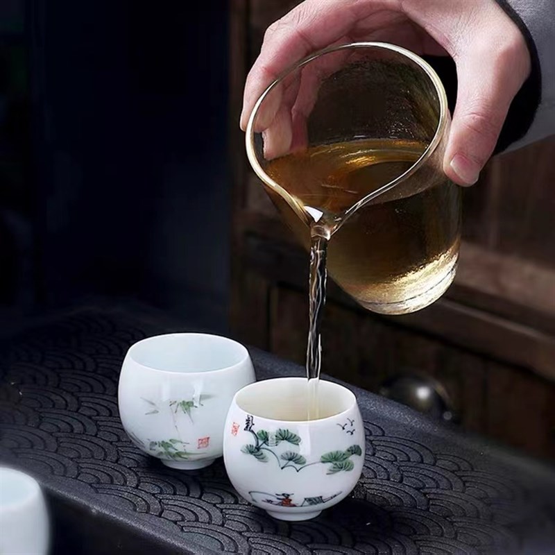 羊脂玉茶杯主人杯白瓷功夫茶具德化套装家用陶瓷喝茶杯创意品茗杯