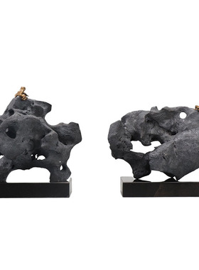 现代新中式创意假山太湖石摆件高端售楼处样板间玄关办公室装饰品